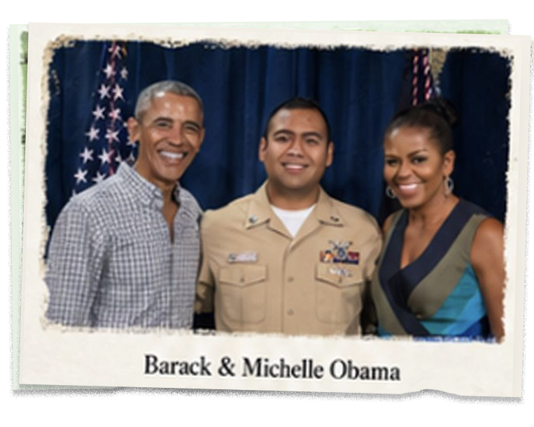 Aulundrew in Navy uniform with Barack and Michelle Obama